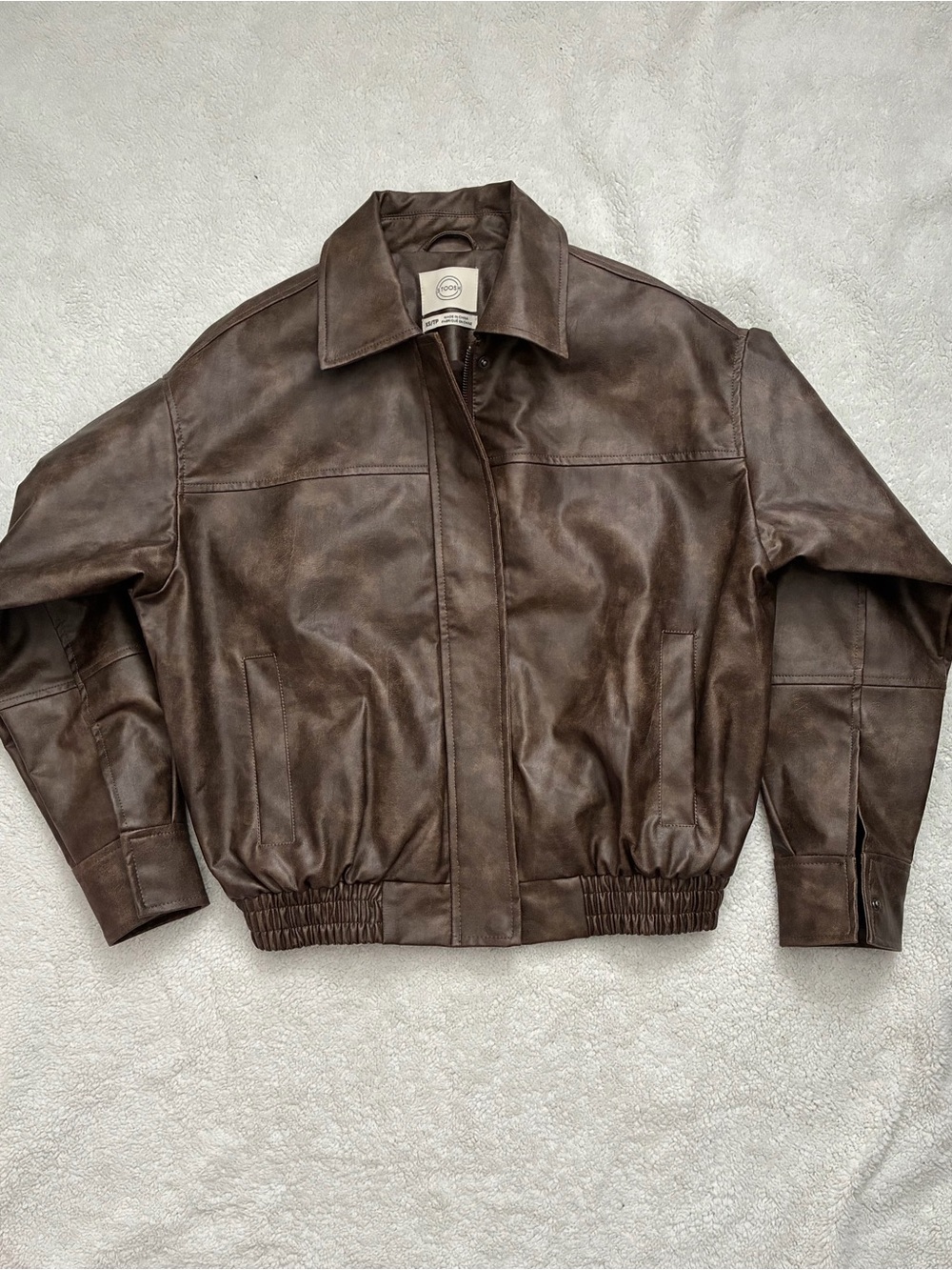 Stoosh Men's Brown Leather Bomber Jacket